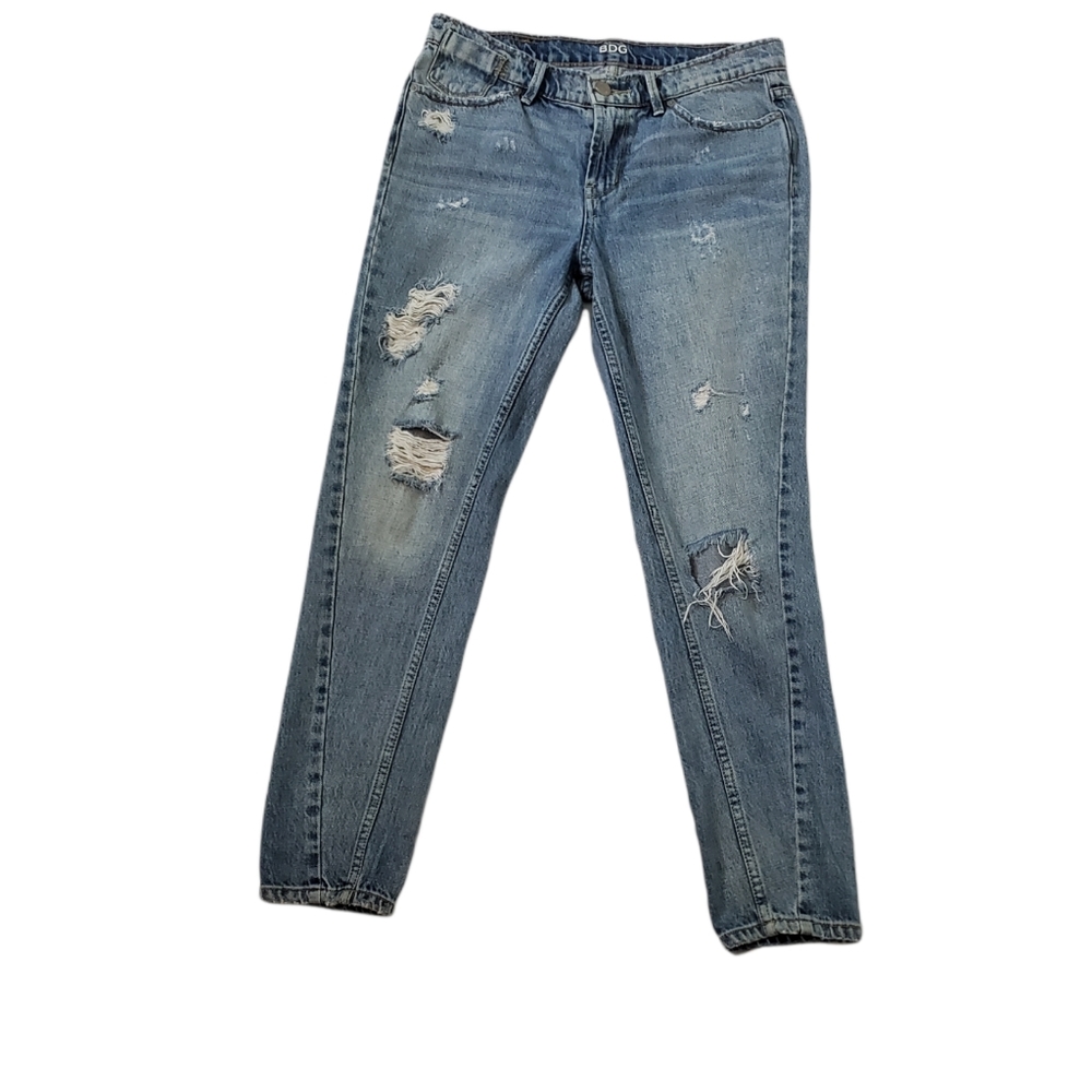 BDG Distressed Slim Boyfriend Blue Jeans (26)